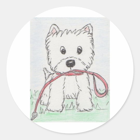 WESTIE WALKIES CLASSIC ROUND STICKER