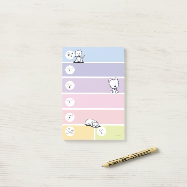Westie Weekly Planner  Post-it Notes (On Desk)