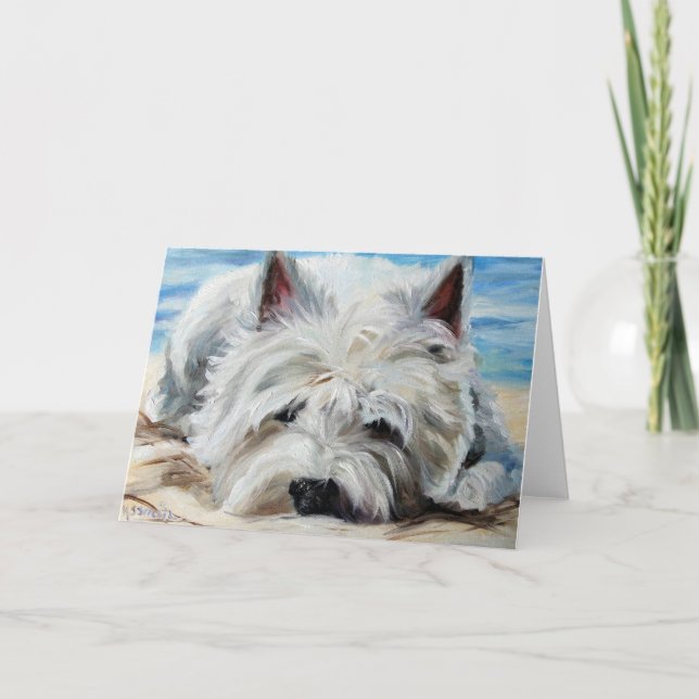 Westie West Highland Terrier Dog Beach Bum Card (Front)