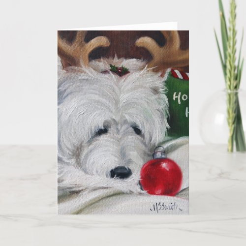 westie west highland terrier dog christmas santa holiday card