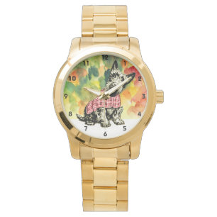 westie west highland terrier dog cute watch gold