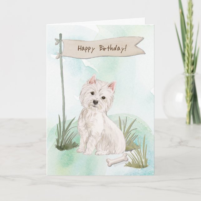 Westie West Highland Terrier Under Birthday Sign Card (Front)