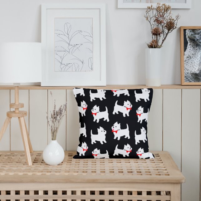 Westie -West Highland Terriers in Bow Ties Throw Pillow (Creator Uploaded)