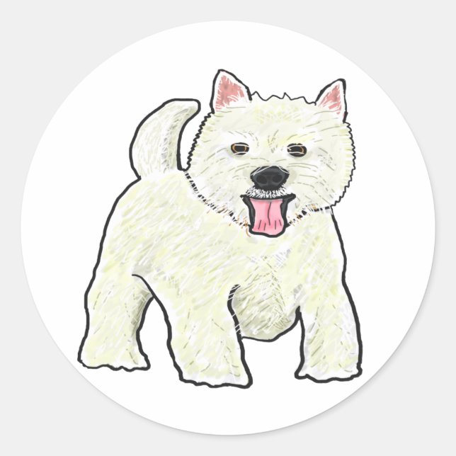 Westie West Highland White Terrier Classic Round Sticker (Front)