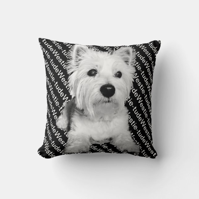 Westie westietude throw pillow (Front)