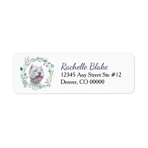 Westie White Dog Wreath Return Address Label