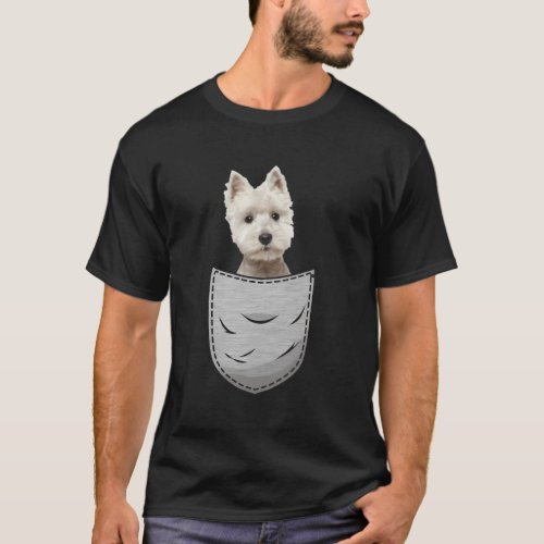 Westie White Highland Terrier Pocket For Dog Owner T_Shirt