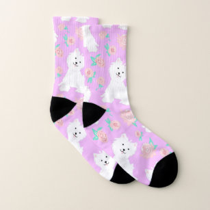 Westie White Puppies and Roses Socks