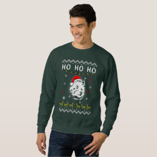 Westie White Terrier Dog Ugly Christmas Ho Ho Ho Sweatshirt
