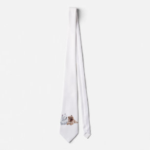 Westie with a Brown Cairn Terrier Neck Tie
