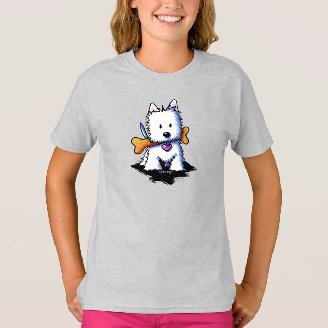 Westie with Bone KiniArt T-Shirt (Front)