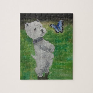 Westie with Butterfly Jigsaw Puzzle
