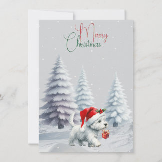 Westie With Gift Merry Christmas Card