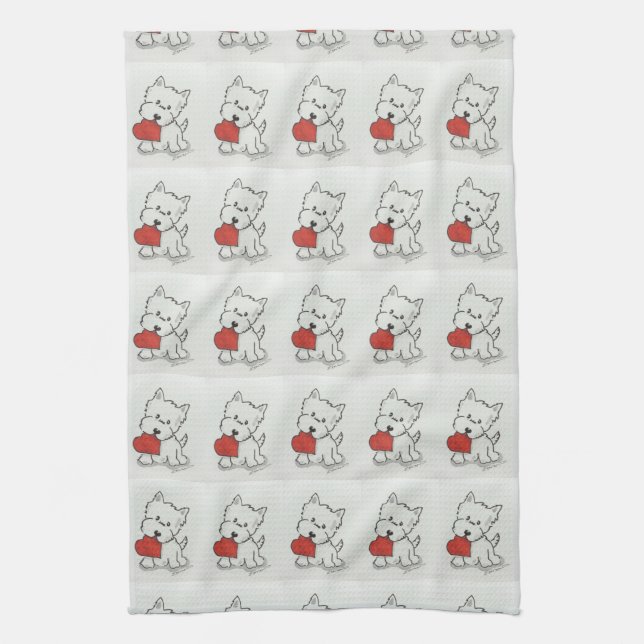 Westie With Heart Kitchen Towel (Vertical)