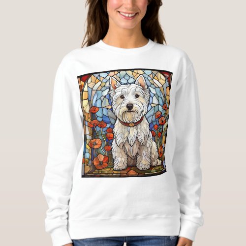 Westie with Poppies Stained Glass Sweatshirt