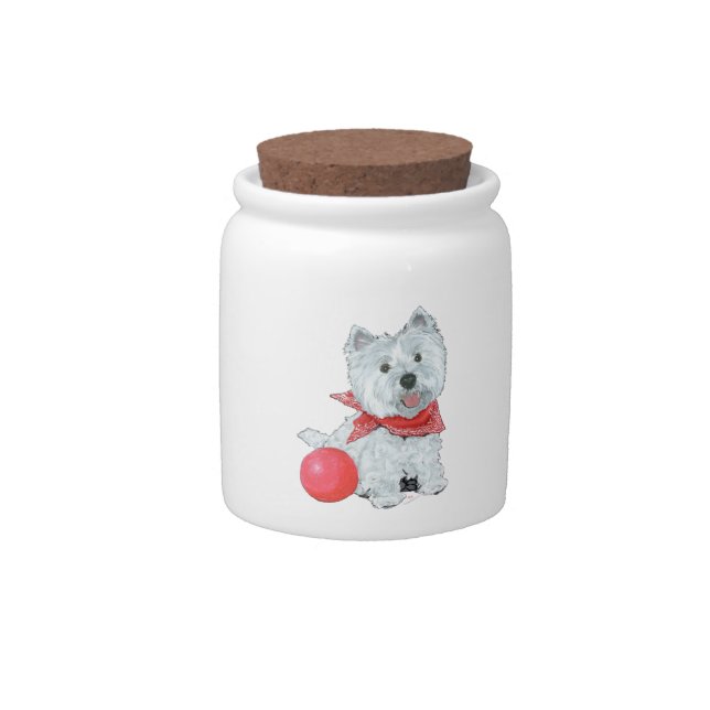 Westie With Red Ball Candy Jar (Front)
