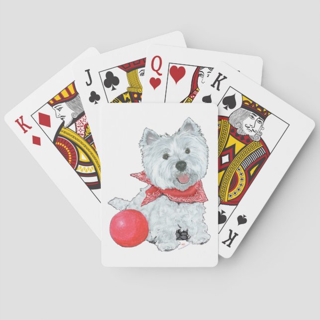 Westie With Red Ball Poker Cards (Back)