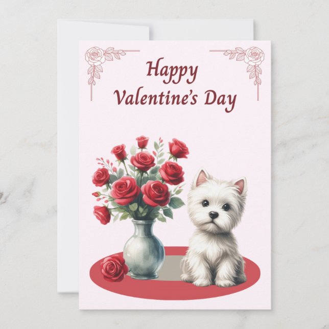 Westie with Roses Valentine's Card (Front)