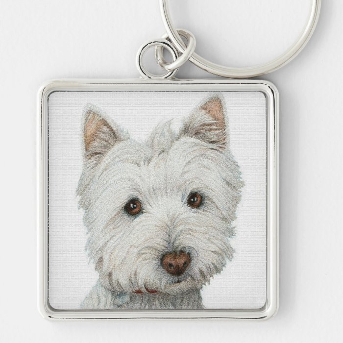 Westie with texture effect key chain