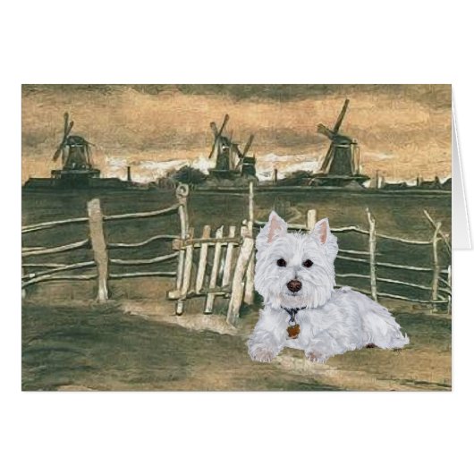 Westie with Windmills Cards (Front Horizontal)