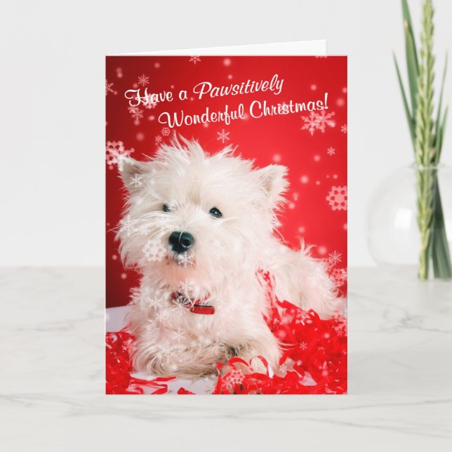 Westie Wonderful Christmas Wishes 2 - Customize It Holiday Card (Front)