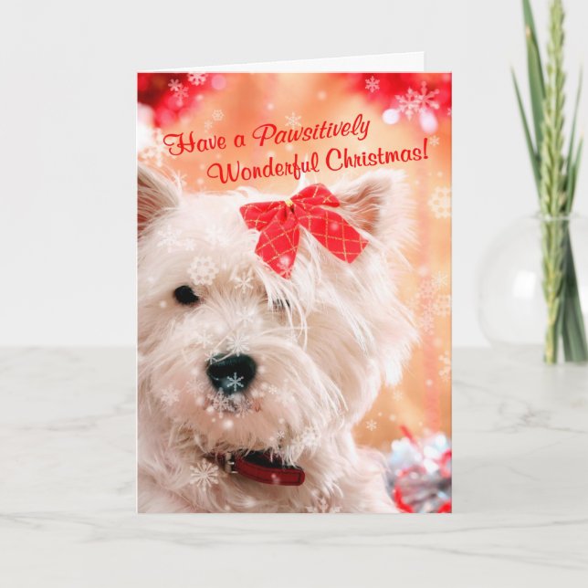 Westie Wonderful Christmas Wishes 3 - Customize It Holiday Card (Front)
