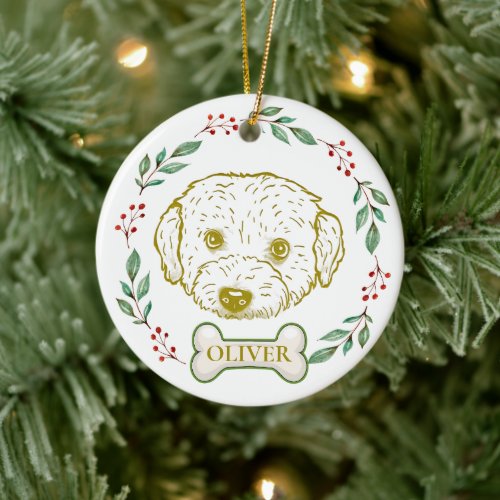 Westiepoo Dog Personalized Hand Drawing Ceramic Ornament