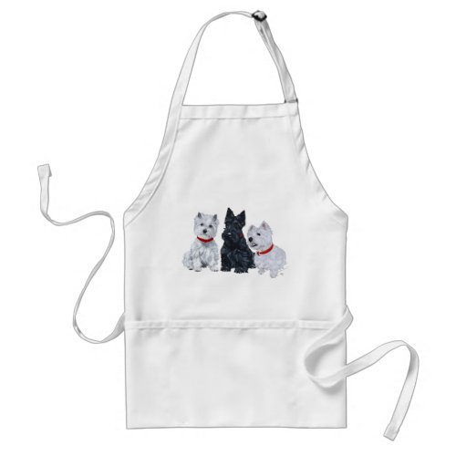 Westies and a Scottie Together Adult Apron