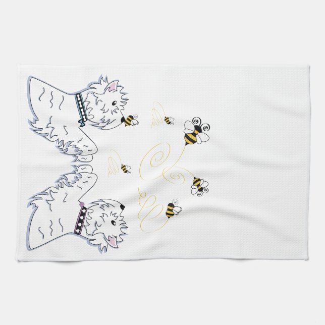 Westies and Bees Towel (Horizontal)