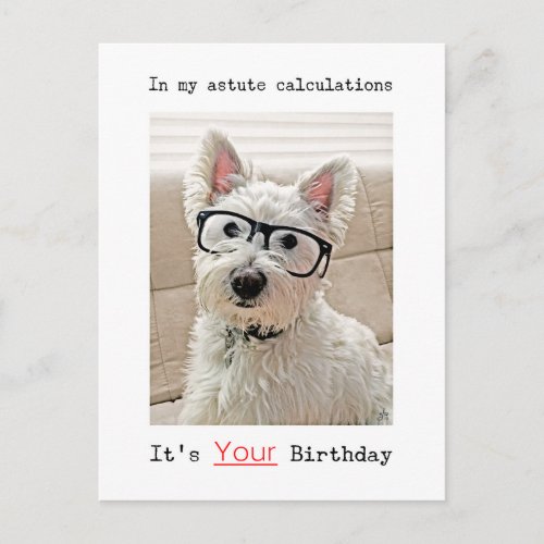 Westies Calculation Its Your Birthday Postcard