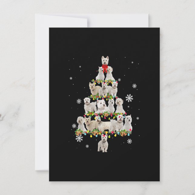 Westies Christmas Tree Lights Dog Lovers Xmas Invitation (Front)