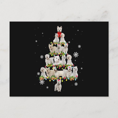 Westies Christmas Tree Lights Dog Lovers Xmas Postcard