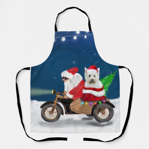 Westies Festive Ride Santa Claus on a Motorcycle Apron