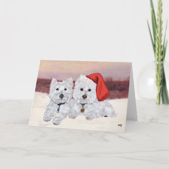 Westies in Wintertime Holiday Card (Front)