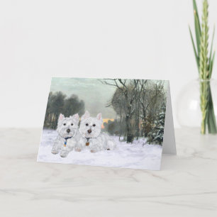 Westies in Wintertime Holiday Card