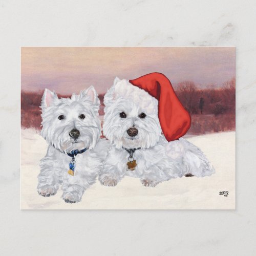 Westies in Wintertime Postcard