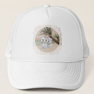 Westies on a Palmy Beach Trucker Hat