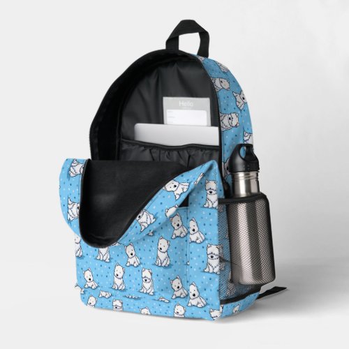 Westies On Blue KiniArt Printed Backpack