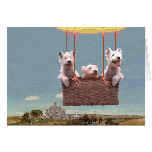 Westies Up in a Balloon Cards (Front Horizontal)