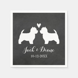 Westies Wedding Couple with Custom Text Paper Napkins