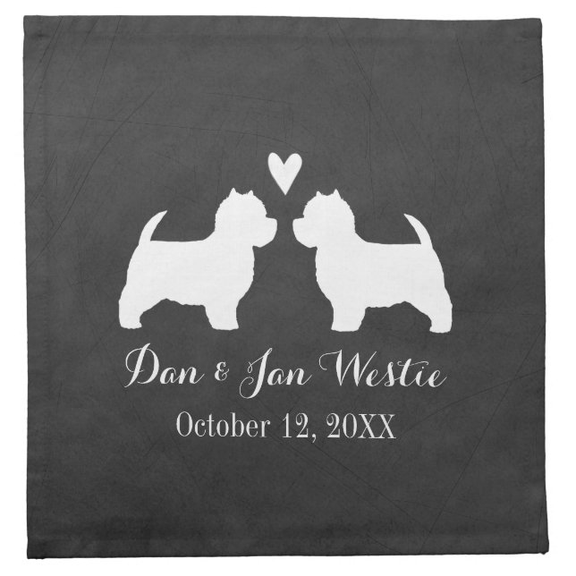 Westies Wedding with Custom Text Napkin (Front)