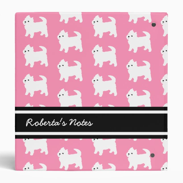 Westies West Highland Terrier Pattern Pink Binder (Back)