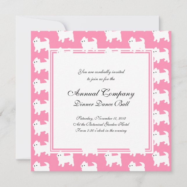 Westies West Highland Terrier Pattern Pink Invitation (Front)
