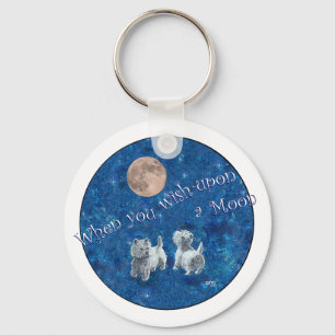 Westies Wishing on the Moon Keychain