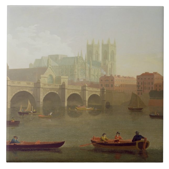 Westminster Abbey and Westminster Bridge Seen from Ceramic Tile (Front)