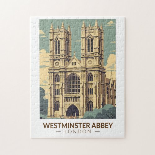 Westminster Abbey England Travel Art Vintage Jigsaw Puzzle