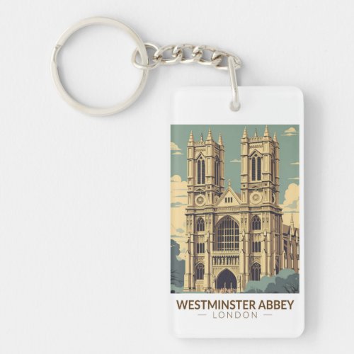 Westminster Abbey England Travel Art Vintage Keychain