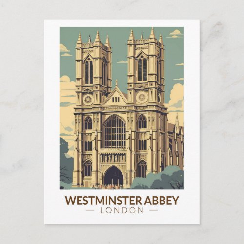 Westminster Abbey England Travel Art Vintage Postcard