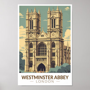 Westminster Abbey England Travel Art Vintage Poster
