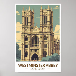 Westminster Abbey England Travel Art Vintage Poster